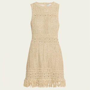 Milly Cream Knit Fringe Dress
